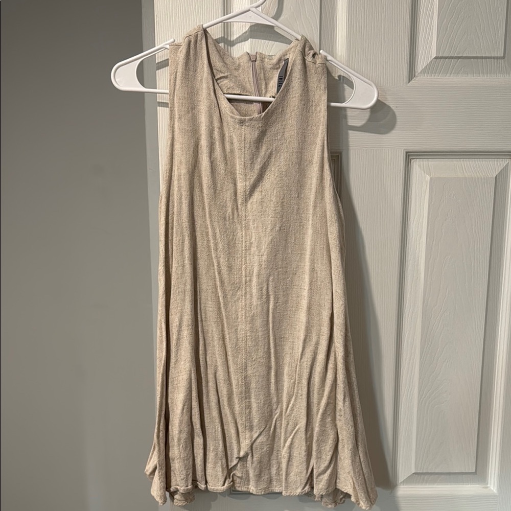 Jolie Sleeveless Beige Mini Dress